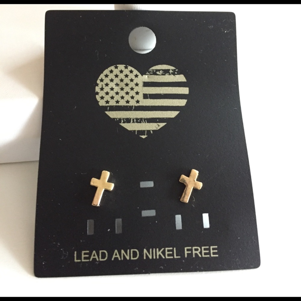 FREE Brandy Melville Gold Tone cross earrings